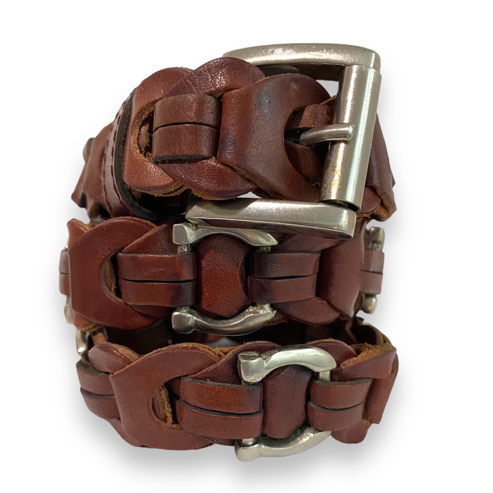 AIMEE LYNN Vintage Brown Women’s Leather Belt Leather Horseshoe bit Belt Sz M